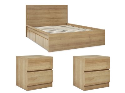 Harris Double Bedroom Furniture Package 3pcs - Oak