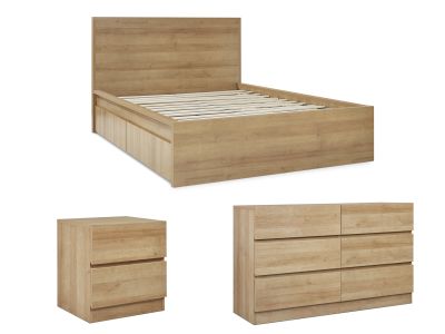 Harris Double Bedroom Furniture Package with Low Boy - Oak