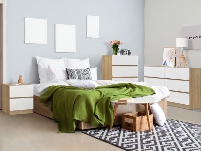 Harris Bedroom Storage Package 3PCS with Low Boy 6 Drawer - Oak + White
