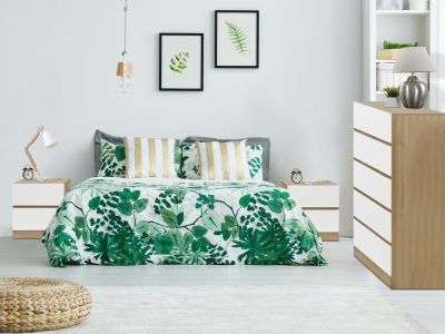 Harris Bedroom Storage Package with Tallboy 5 Drawers - Oak + White