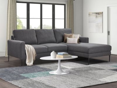 Toronto 3 Seater Sofa with Right Facing Chaise - Dark Grey