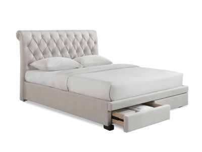 Percy Queen Bed Frame With Storage - Natural Oat