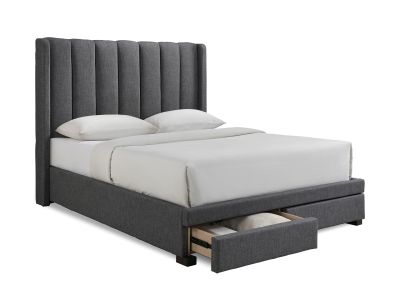 Mestas Queen Bed Frame With Storage - Dark Grey