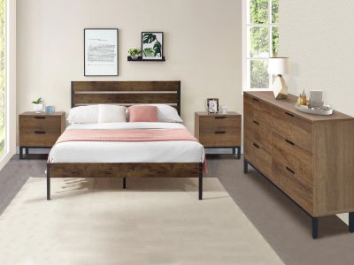 Ocala Bedroom Storage Package with Low Boy 6 Drawers - Walnut