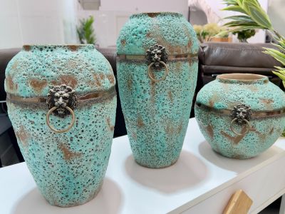Orion Ceramic Vase with Ring Green - Medium