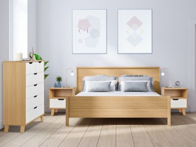 Schertz Bedroom Storage Package with Tallboy 6 Drawers - Oak