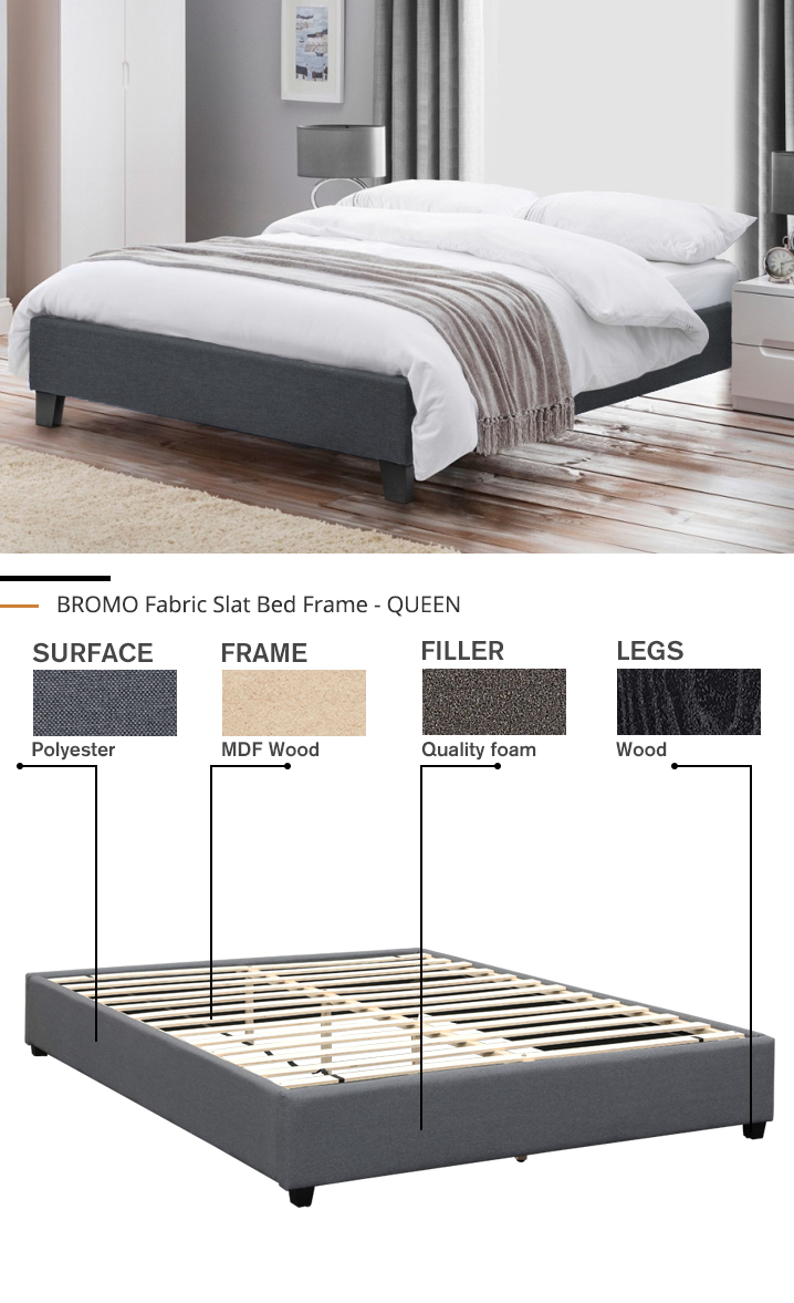 Bromo Queen Bed Frame - Grey