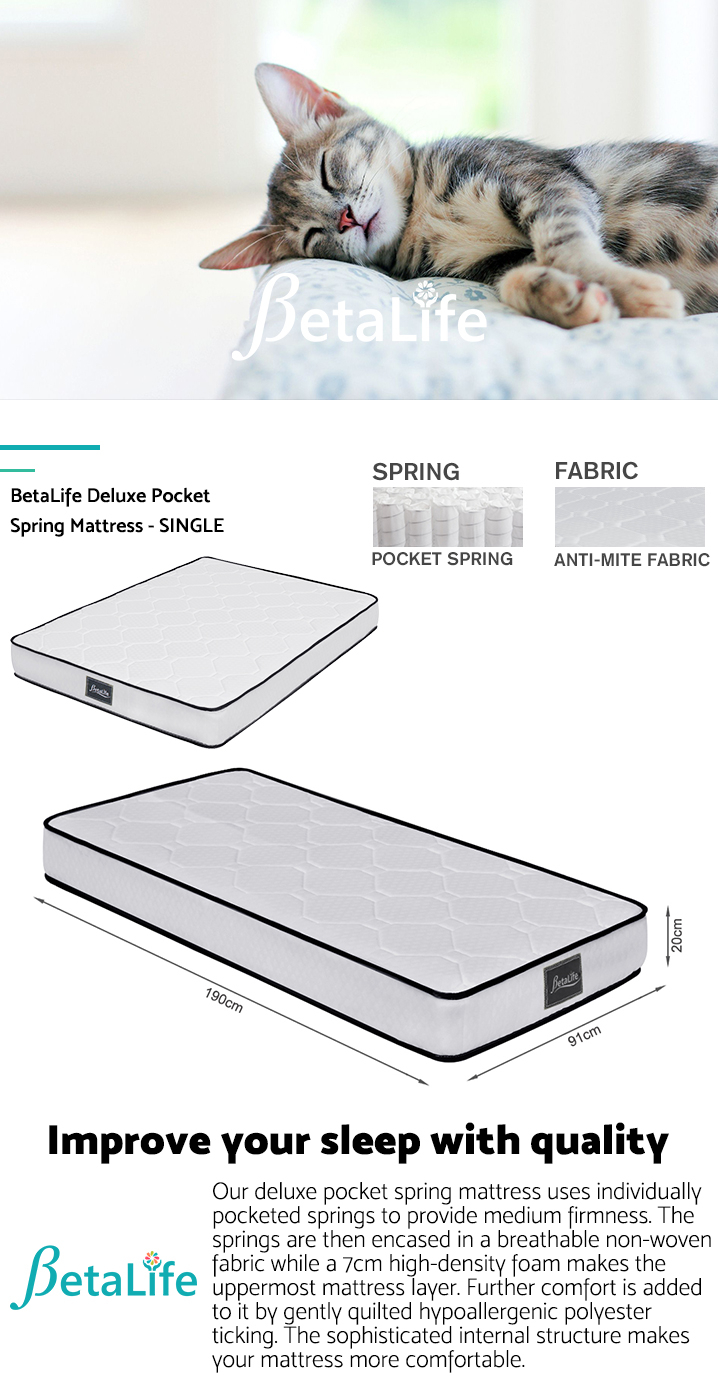 BetaLife Deluxe Pocket Spring Mattress - SINGLE