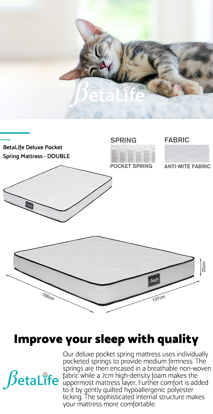 BetaLife Deluxe Pocket Spring Mattress - DOUBLE