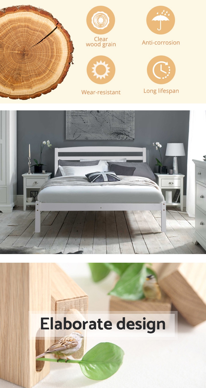 BLANC Wooden Slat Bed Frame Base - DOUBLE